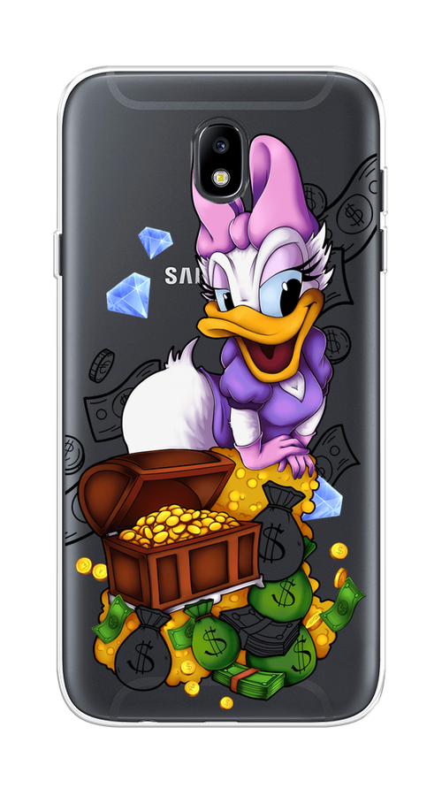 Силиконовый чехол на Samsung Galaxy J7 2017 / Самсунг Галакси J7 2017 "Rich Daisy Duck", прозрачный