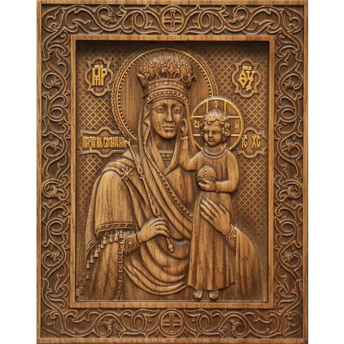 Икона Божией Матери Призри на смирение, резная из дуба, 23,5х30 см