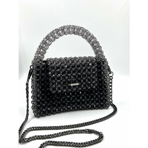 фото Сумка кросс-боди , фактура плетеная, серый lady bag