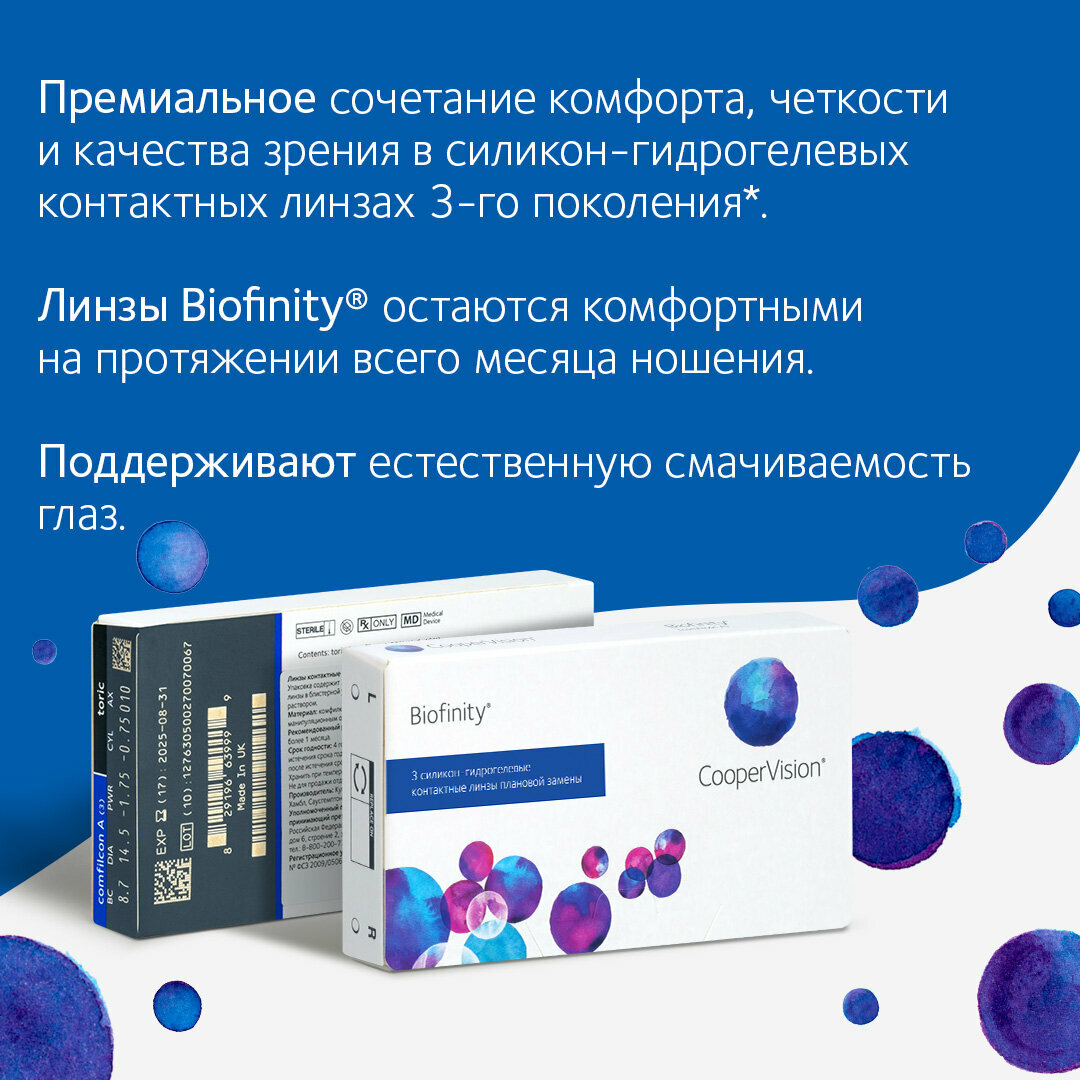 Контактные линзы Biofinity 6 линз R 8,6 D -2,00