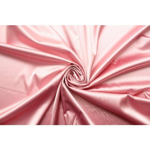 Ткань Атлас- стрейч розовый, ш140см, 0,5 м ткань шелк атлас сиренево зелёный ш140см 0 5 м