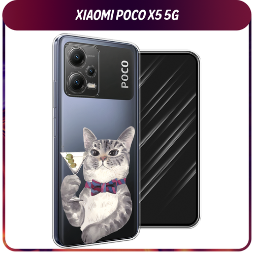 Силиконовый чехол на Xiaomi Poco X5 5G / Сяоми Поко X5 5G Кот джентльмен, прозрачный силиконовый чехол на xiaomi poco x5 5g сяоми поко x5 5g капли на стекле