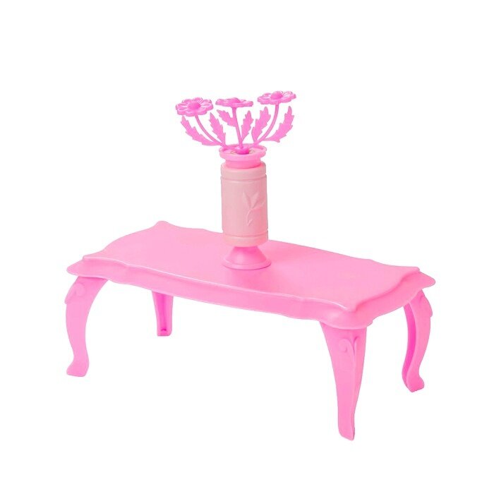 Журнальный столик с цветами для куклы, Розовые
