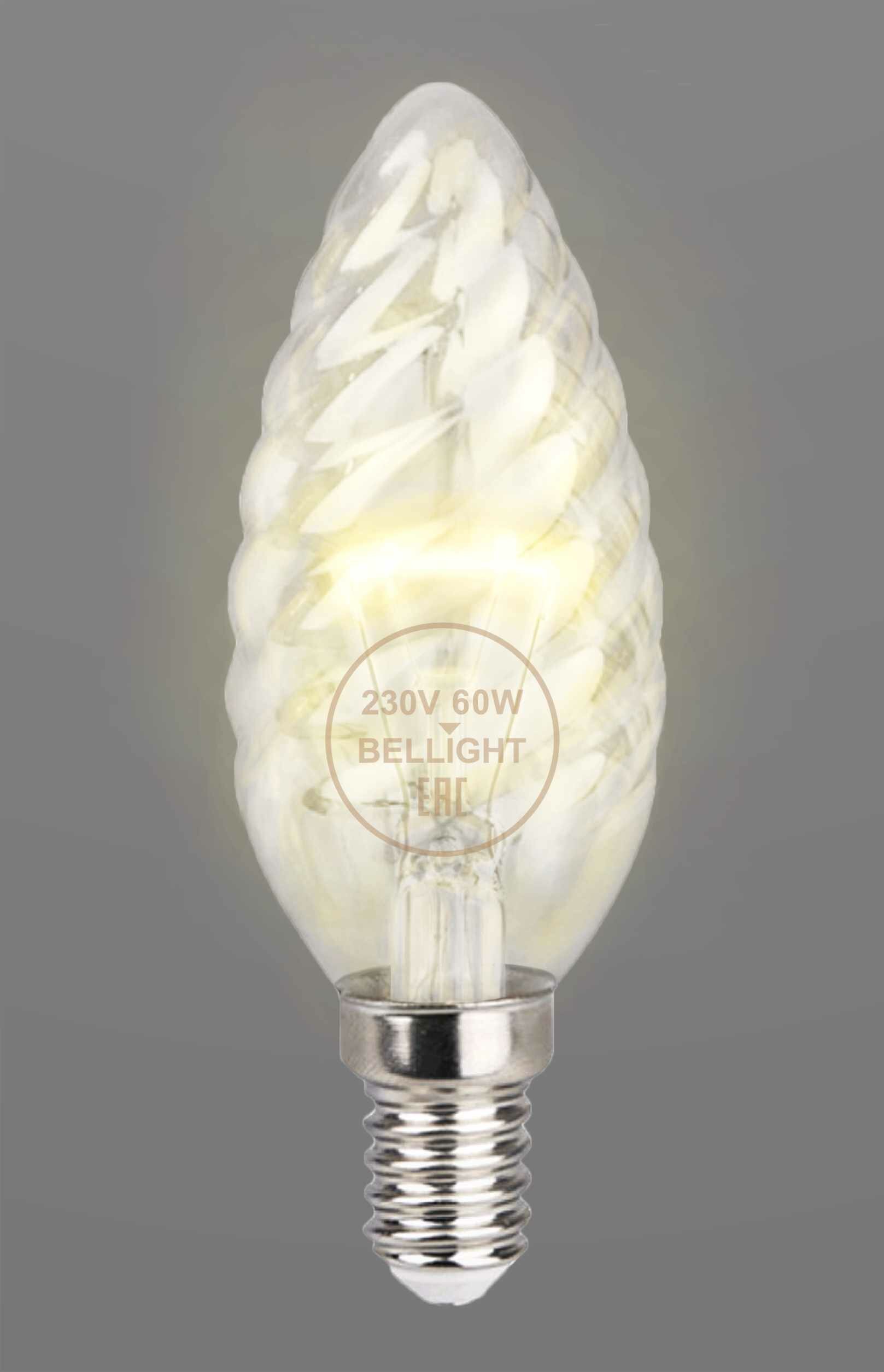 Лампа накаливания Belsvet свеча витая E14 60 Вт свет тёплый белый Bellight - фото №3