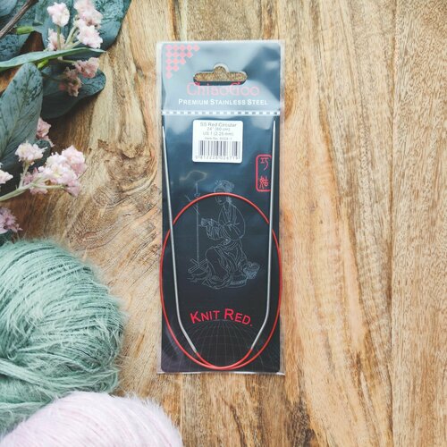 ChiaoGoo Knit Red Circular Изогнутые круговые металлические спицы 60 см 2.25 мм