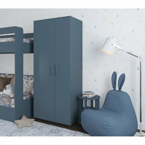 Шкаф двухстворчатый распашной для одежды и белья, с полками, продольная штанга Есэндвич Лаворо, левый, 80x50х190 см (Маренго)