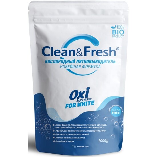 Пятновыводитель Clean & Fresh CLEAN&FRESH OXI для белого белья, 1 кг