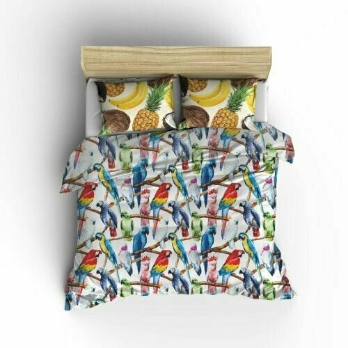 Арт комплект постельного белья Попугаи Евро; 70/70