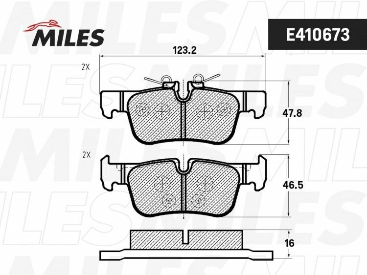 Колодки тормозные задние Miles E410673