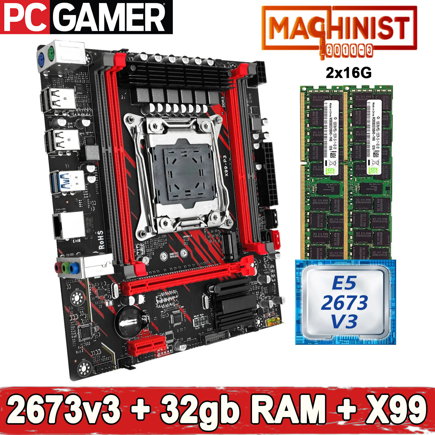 Комплект материнская плата Machinist X99 P3 + Xeon 2673V3 + 32GB DDR3 ECC REG