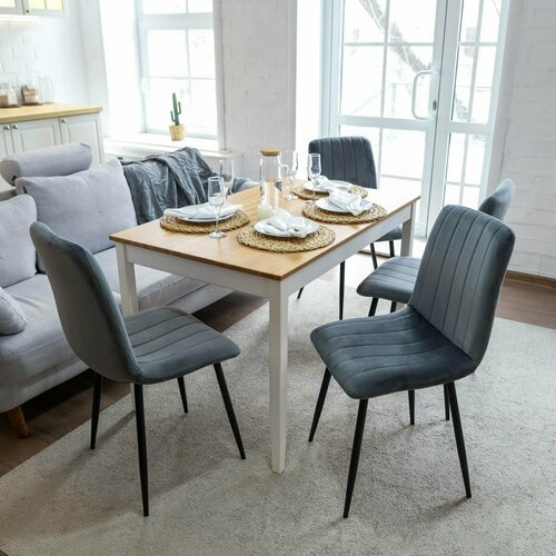 Комплект кухонных стульев Comiron SC-005N №9 / 4ШТ, Стул кухонный серый вельвет
