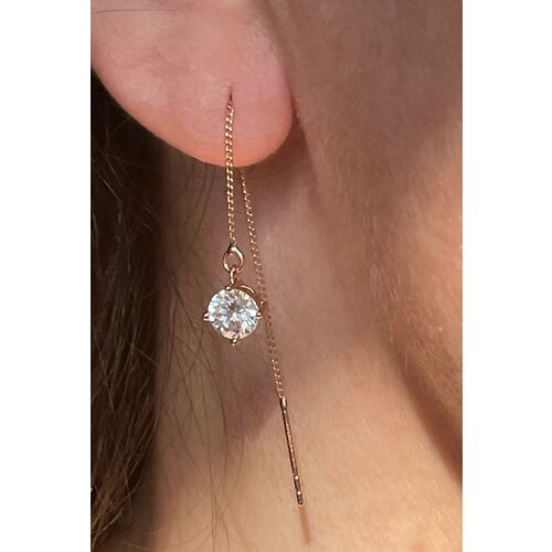 фото Серьги цепочки xuping jewelry, циркон, золотой