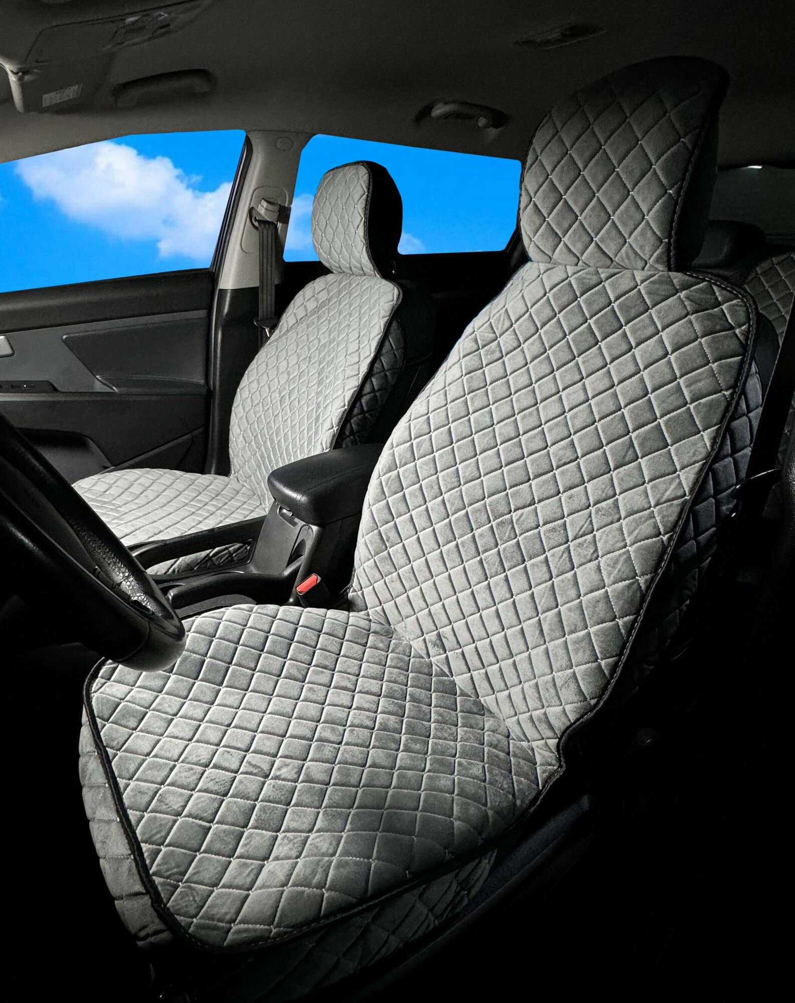 Накидки для Ниссан Сентра (2012 - 2017) седан / Nissan Sentra на передние сиденья G-Ultra, Велюр, Серый