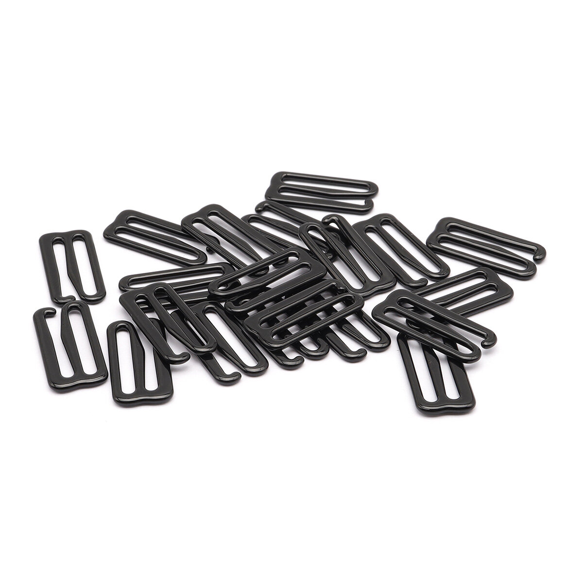 Крючки для бретелей, 20 мм, 20 шт (металл, эмаль), черные, Айрис — фото 1