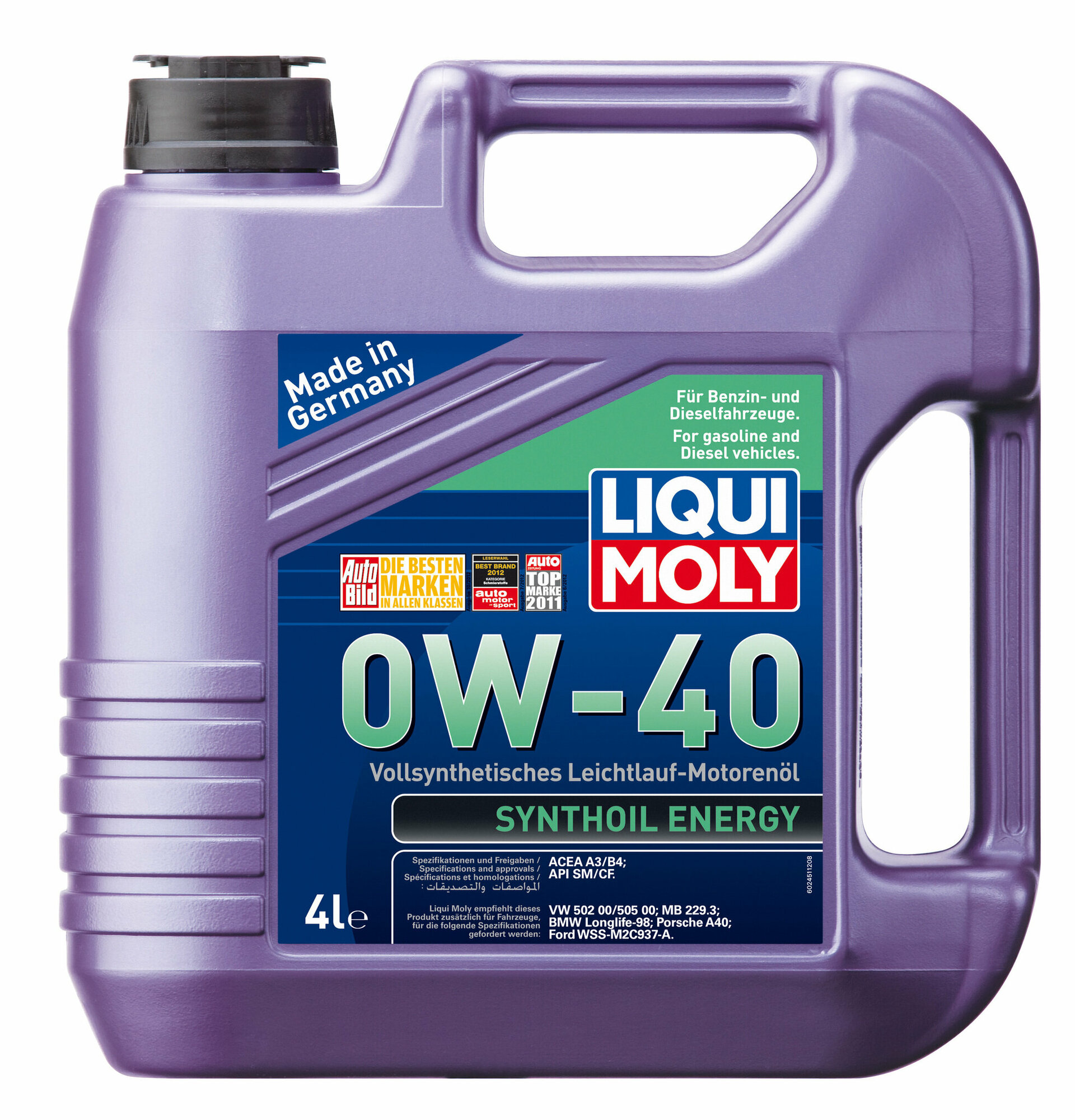 Моторное масло Liqui Moly Synthoil Energy 0W40 синтетическое моторное масло 4л