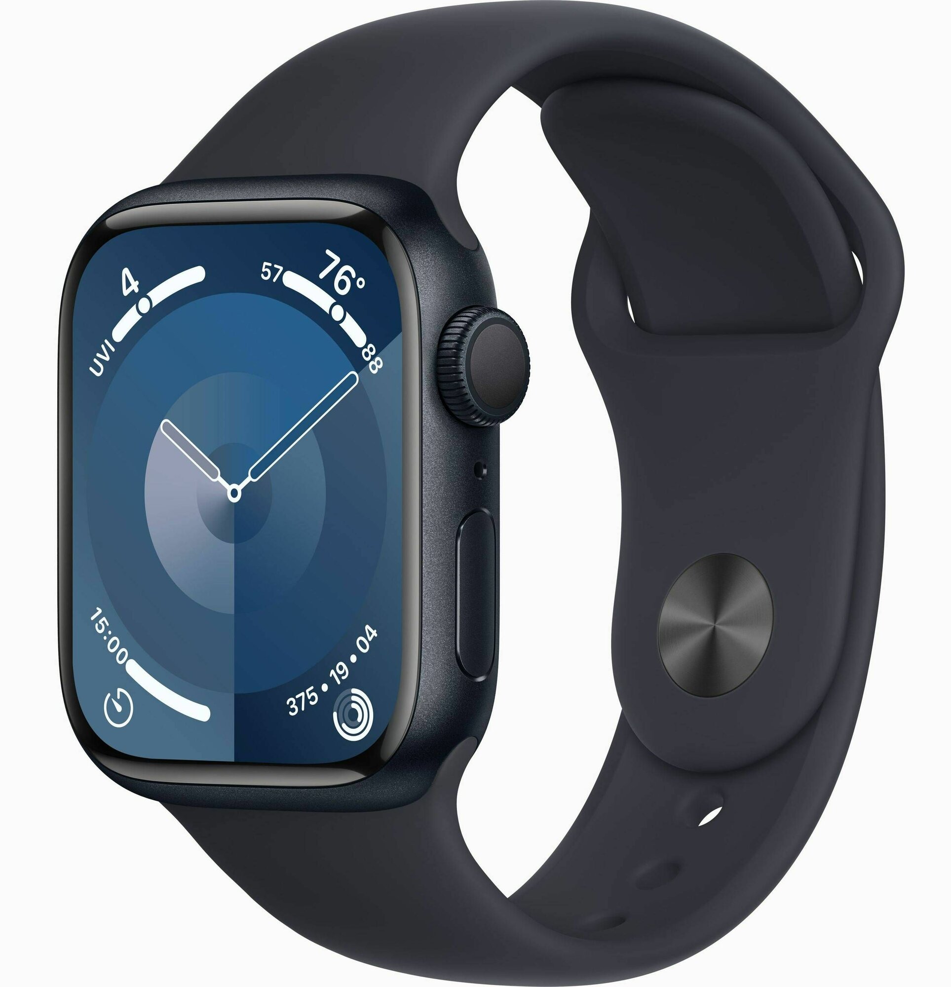 Умные часы Apple Watch Series 9 GPS 41mm Midnight Aluminium Case with Midnight Sport Band - S/M