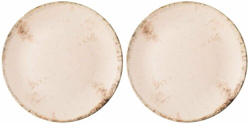 Набор тарелок Сервировочных Обеденных 26 см на 2 персоны Bronco Terra, Керамика, Столовые Мелкие, Закусочные Белые, 2 Шт набор посуды