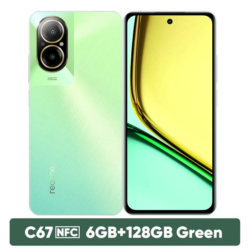 Смартфон realme C67 4G 6/128 ГБ RU, 2 nano SIM, зеленый оазис