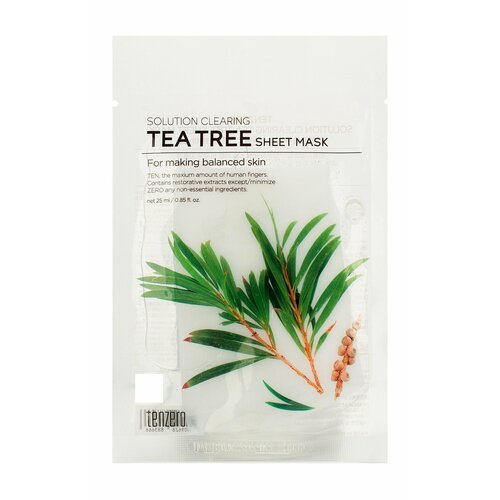 Тканевая маска для лица с экстрактом чайного дерева / Tenzero Solution Clearing Tea Tree Sheet Mask тканевая маска с экстрактом чайного дерева solution clearing tea tree sheet mask 25мл