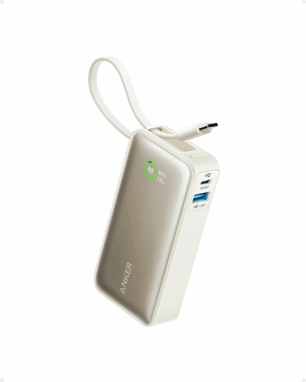 Внешний аккумулятор Anker Nano Power Bank 10000mAh (30W Built-in USB-C cable) - White