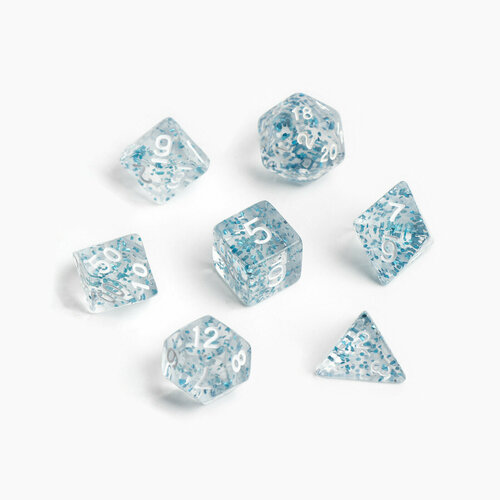 Набор кубиков Время игры прозрачные голубые блестки кости кубики игральные 12 штук