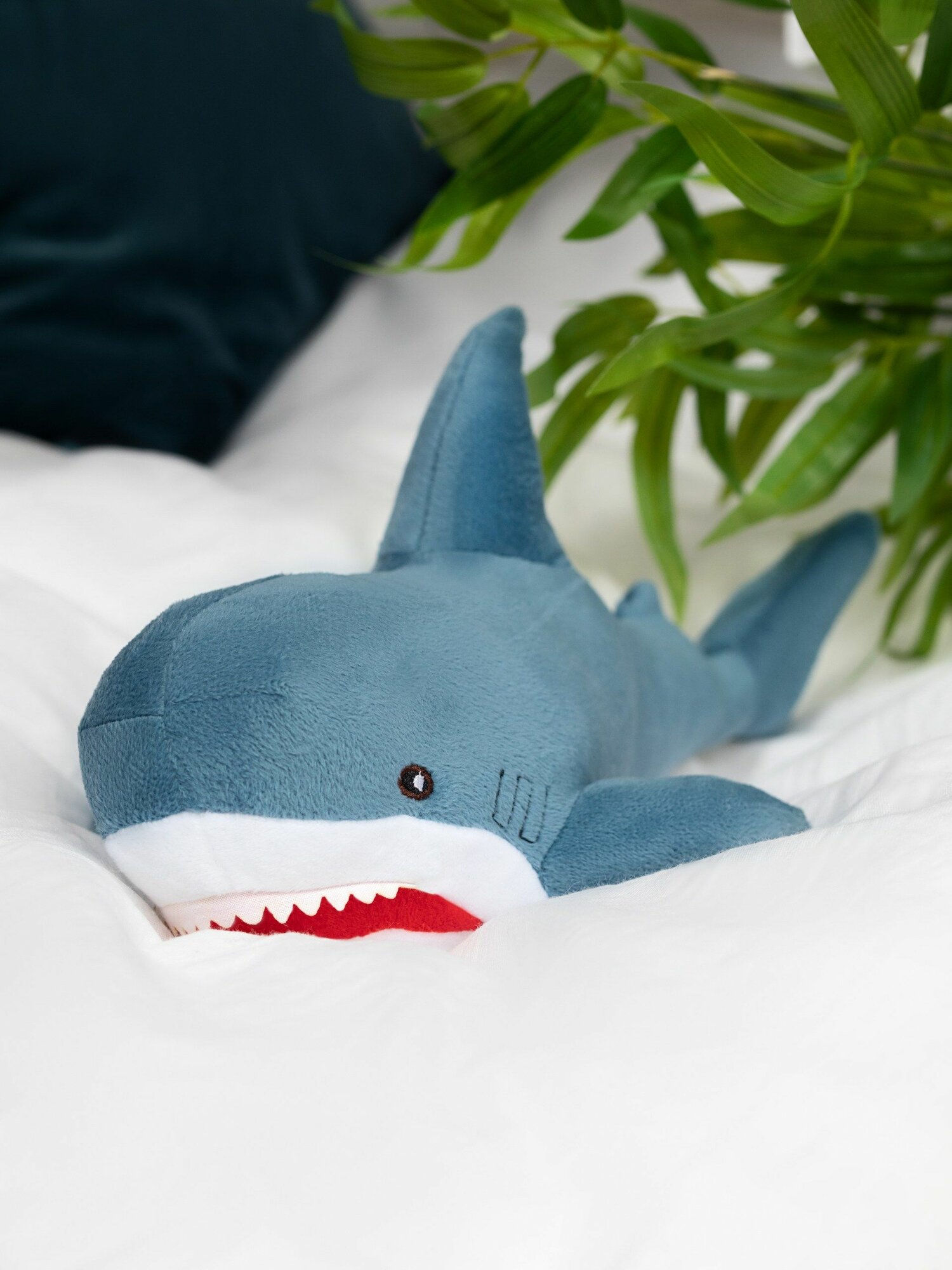 фото Мягкая плюшевая игрушка Акула, синий цвет, 35см. - 1шт.