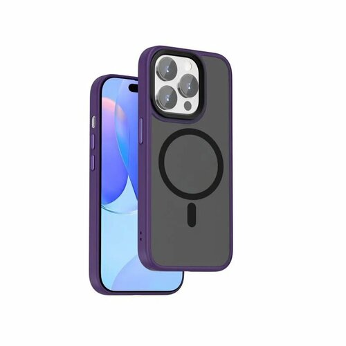 Противоударный Чехол WIWU MagSafe Protective Phone case for iPhone 15 Pro 6.1 Purple фиолетовый, черный
