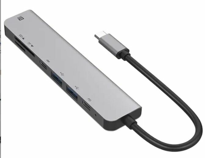 Разветвитель переходник usb hub 7 in 1 type-c многофункциональная док станция(UC902S)