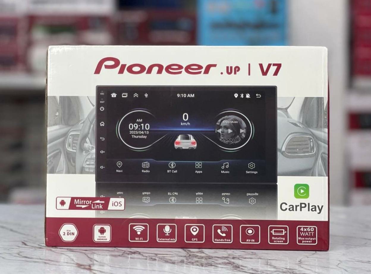 Автомагнитола Pioneer up V7 Андроид Магнитола 2DIN 7 дюймов 4/64 GB GPS навигатор Wi-Fi Bluetooth Android Auto CarPlay RDS USB громкая связь