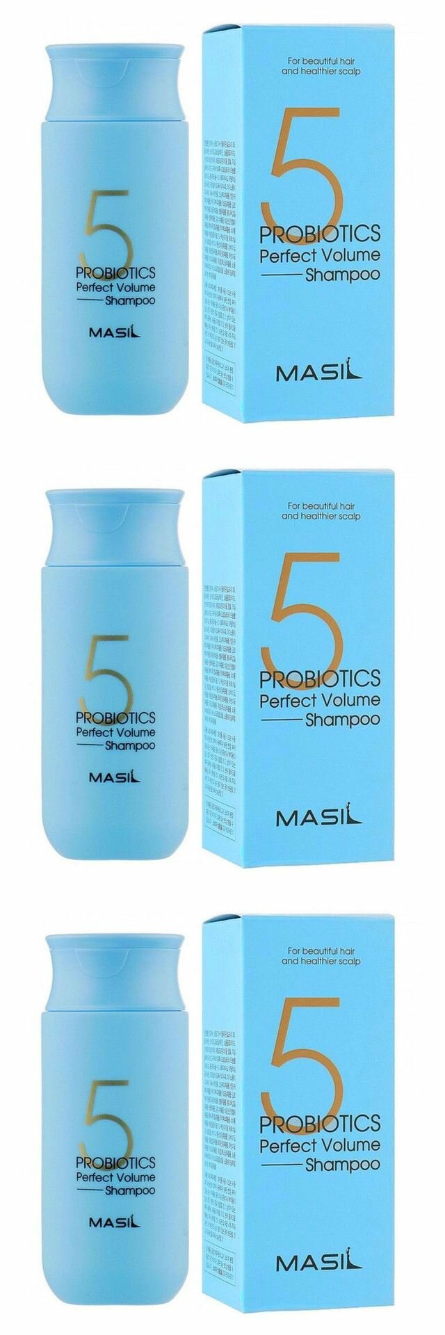MASIL Шампунь для объема волос 5 Probiotics Perfect Volume Shampoo, с пробиотиками, 150 мл, 3 шт.