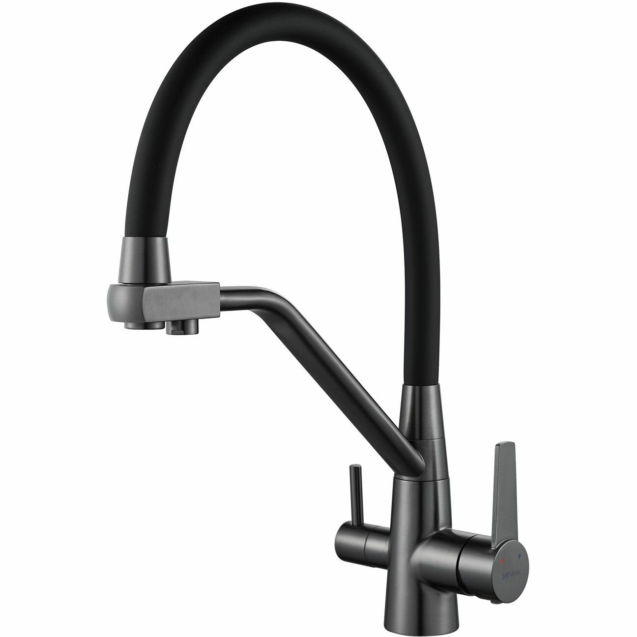 Смеситель для кухни с подключением фильтра Shevanik (Шеваник) S968T, оружейная сталь