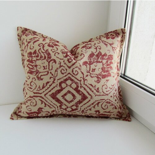 Декоративная подушка с потайной молнией, 33х39 см, в классическом стиле, цвет-терракотовый.