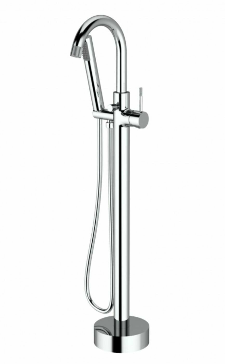 фото ViEiR V40 OMODEO FL GRAPHITE напольный смеситель для отдельностоящей ванны, графит (оружейная сталь)