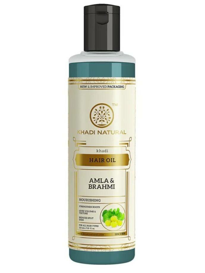 Herbal Hair Oil Khadi AMLA & BRAHMI, Khadi Natural (Масло для волос Кхади амла И брами (брахми), Для всех типов волос), 210 мл.