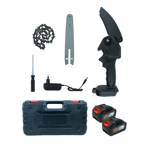 Пила аккумуляторная цепная 2АКБ 15см шаг цепи 14 1 скорость мини-пила 2494₽