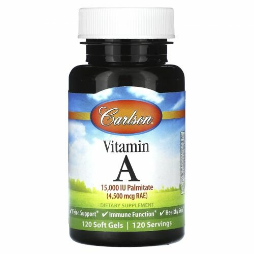 Carlson, Vitamin A, Витамин A 4500 мкг RAE (15000 МЕ), 120 мягких таблеток