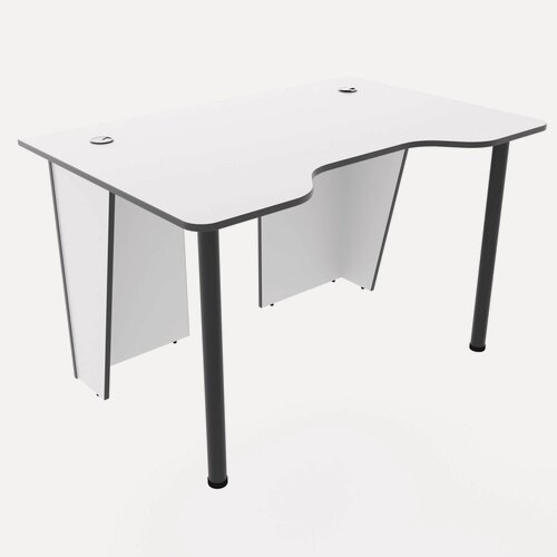 Изображение товара Игровой компьютерный стол "Лакер" с полкой для монитора, 140x80x75 см, белый с чёрной кромкой