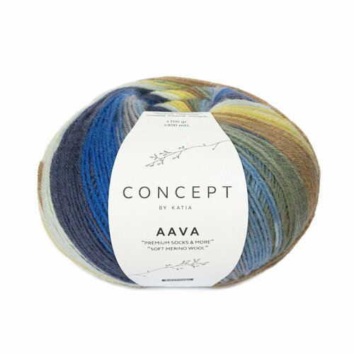 Katia Aava Socks (204 Blue-Brown-Yellow-Grey)