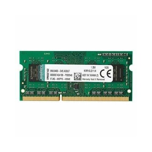 Модуль памяти Kingston DDR3L 4GB (PC3-12800) 1600MHz CL11 1.35V SO-DIMM оперативная память kingspec ddr3l dimm pc3 12800 1600mhz 4gb ks1600d3p13504g