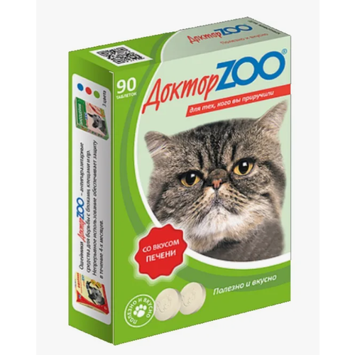 Мультивитаминное лакомство для кошек Доктор ZOO cо вкусом печени, 90 шт