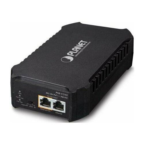 poe инжектор planet ipoe 171 60w ip30 industrial single port 10 100 1000mbps 802 3bt poe injector 60 watts legacy mode support poe usage led 40 to 75 c PLANET POE-175-95 Single-Port 10/100/1000Mbps 802.3bt PoE++ Injector (95 Watts, 802.3bt Type-4 and PoH, PoE Usage LED) - w/ internal power