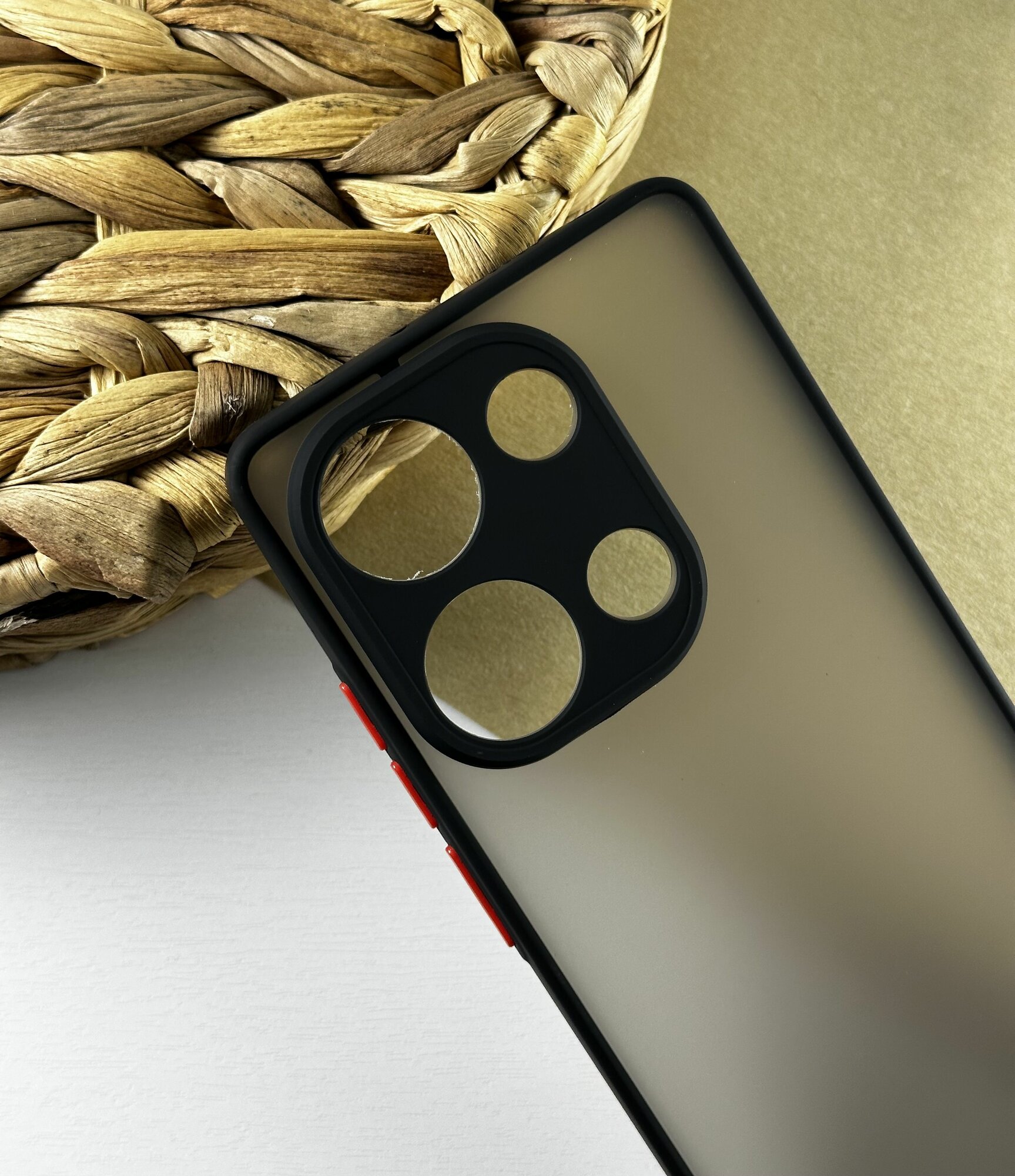 Чехол Xiaomi Redmi Note 13 4G /Чехол на Редми Нот 13 4g с защитой камеры, противоударный, матовый, черный — фото 1