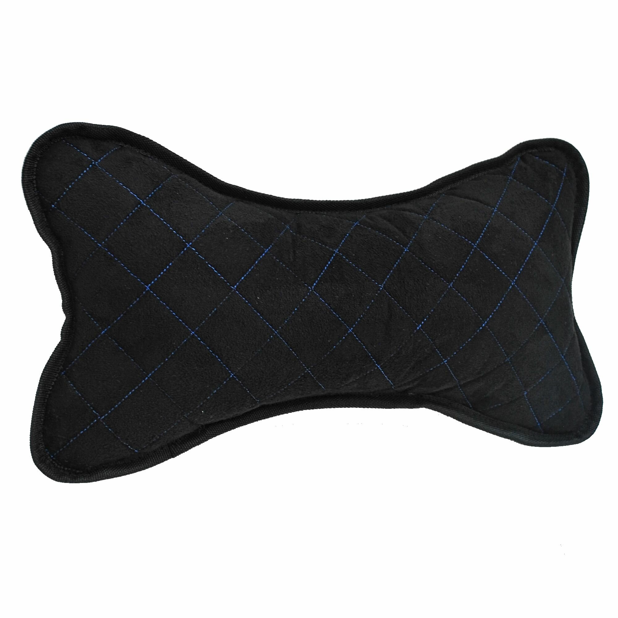 Подушка поясничная велюр черный, синий ромб
