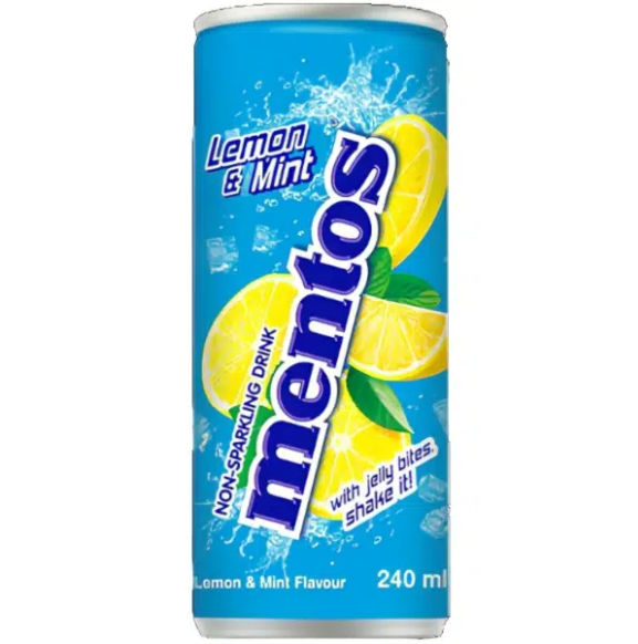 Негазированный освежающий напиток MENTOS Lemon & Mint Drink / Ментос Лимон и Мята с кусочками кокосового желе 240мл (Корея)