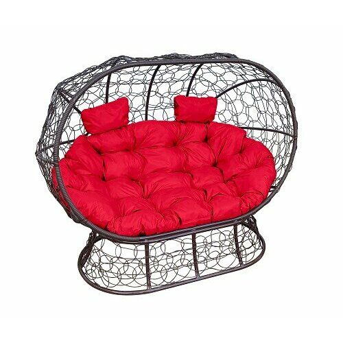 Диван M-group лежебока на подставке с ротангом коричневый красная подушка 28050₽