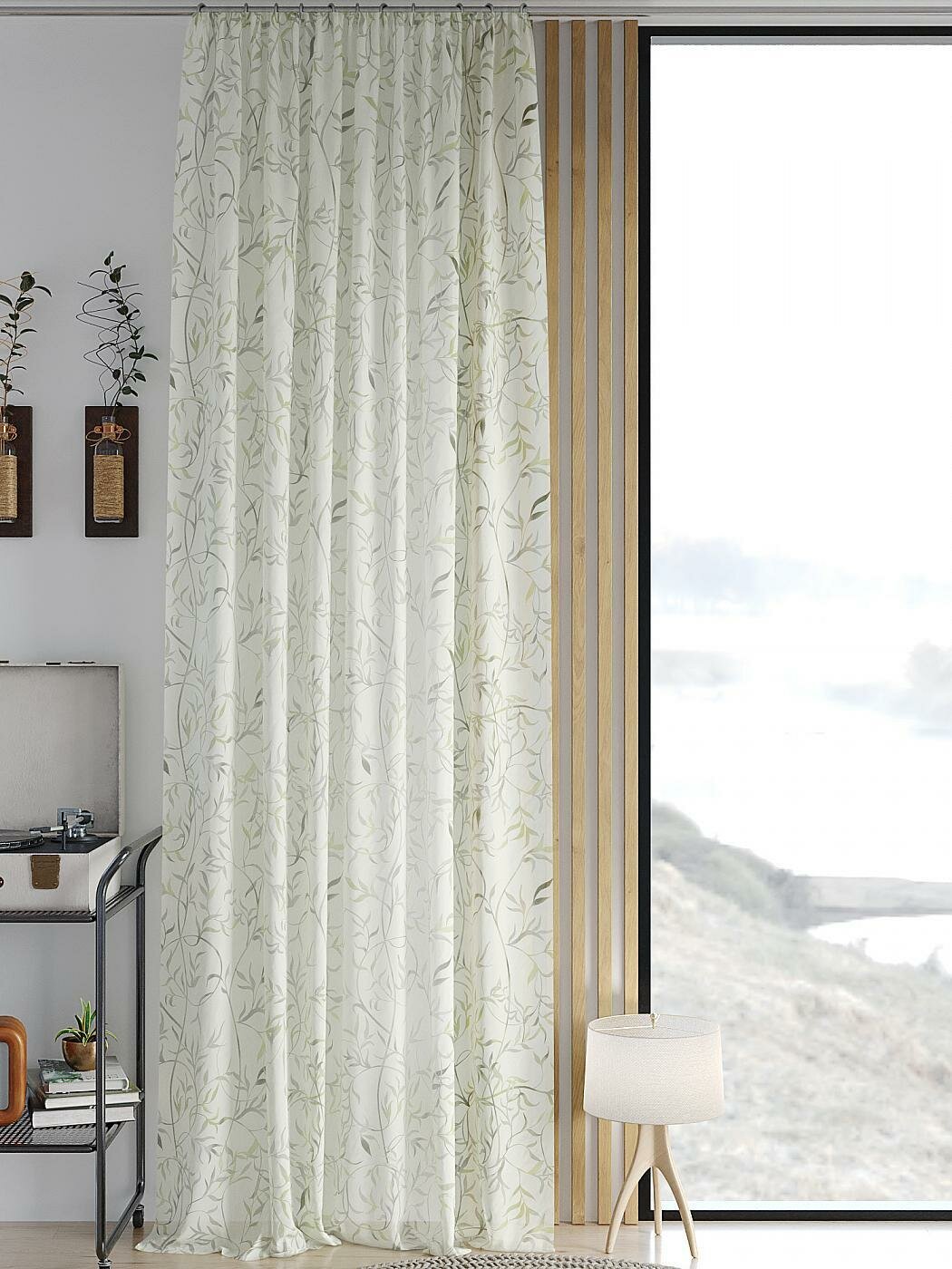 фото Тюль AT HOME Минривелс высота 260 см, ширина 150 см, крепление - шторная лента, Серый/черный