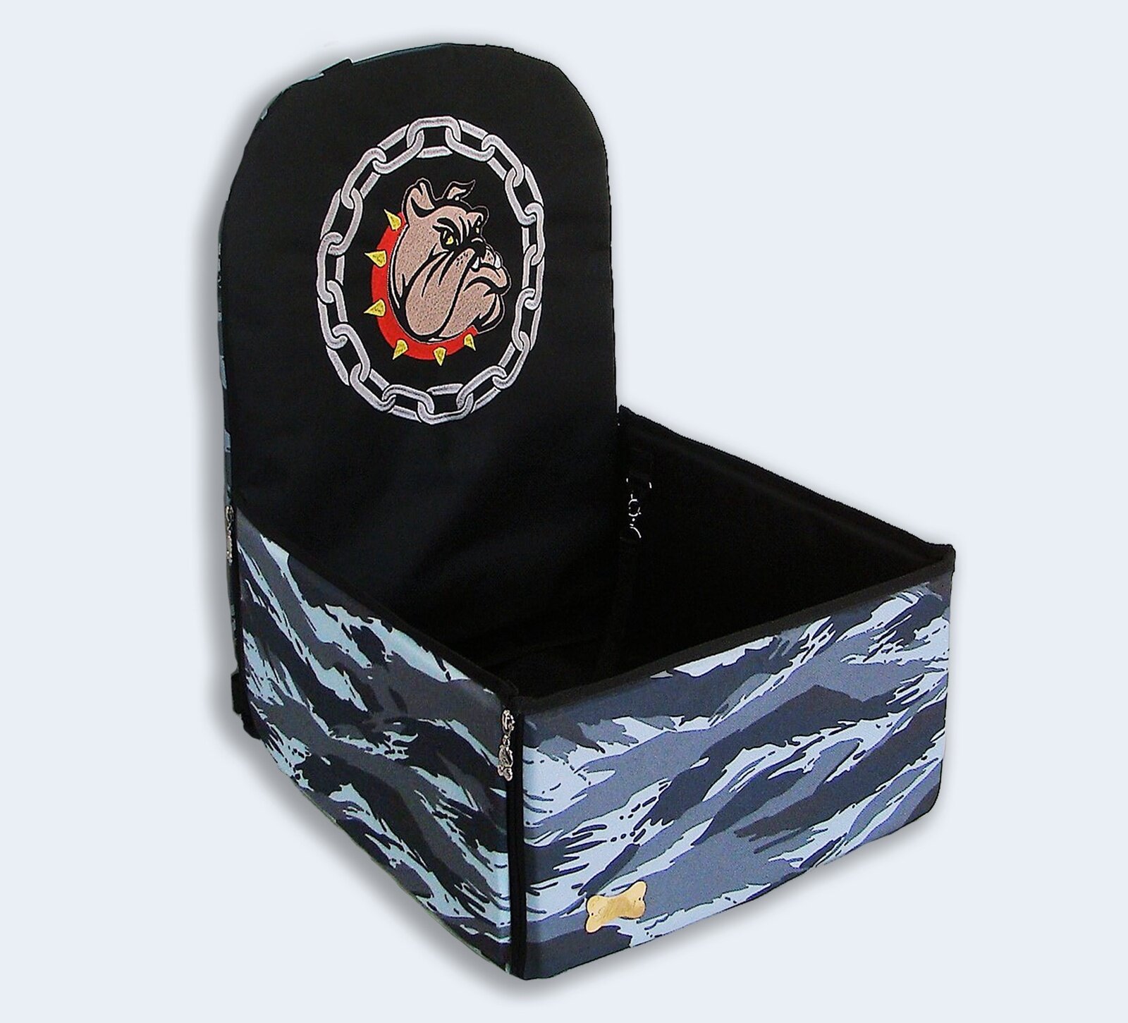 Автогамак для животных Melenni Стандарт Злой бульдог 1 серый камуфляж/черный