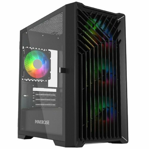 Powercase Корпус Mistral Micro X4B, Tempered Glass, 4х 120mm 5-color fan, чёрный, mATX CMMXB-L4 корпус powercase attica x4b caeb l4