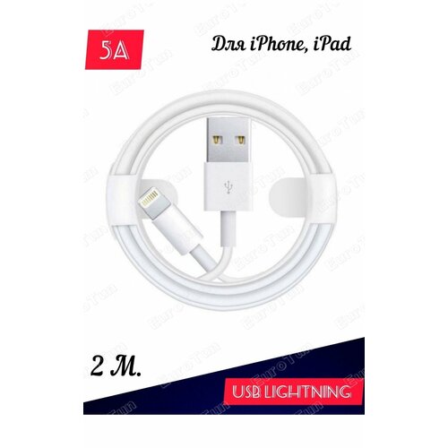 Дата кабель USB Lightning, в коробке, 2м, белый автозарядка lightning c usb портом 2 1a apple iphone x iphone 8 plus iphone 7 plus iphone 6 plus ipad ipod замена hj3j2zm a черная