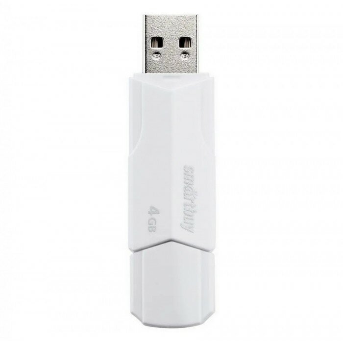 Флешка Smartbuy 4GBCLU-W, 4 Гб, USB2.0, чт до 25 Мб/с, зап до 15 Мб/с, белая